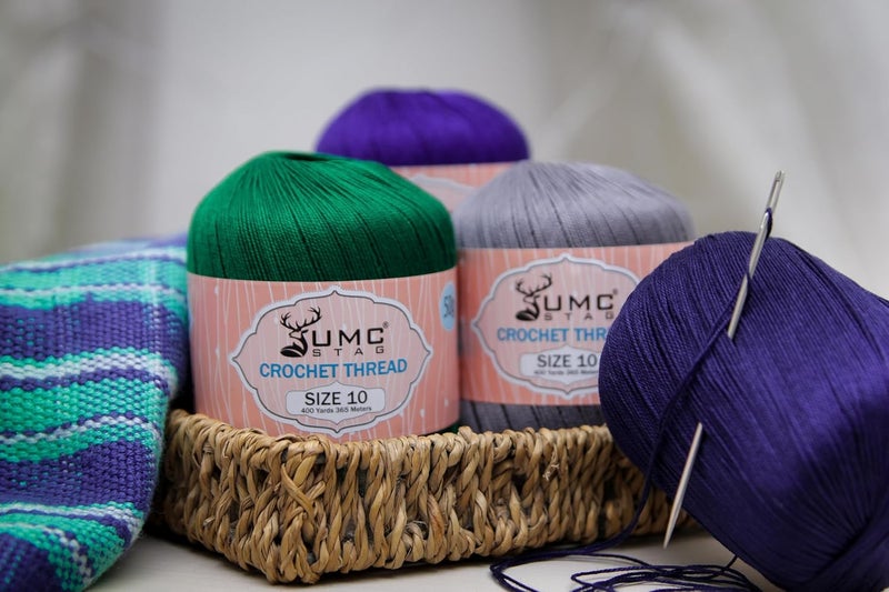 UMC STAG Size 10 Crochet Thread | 100% Combed Mercerized Cotton | Oeko-TEX Certified | 50g Ball 400 Yards | Ideal for Lace, Tatting & Crochet Projects (Royal Blue 134, Size 10 Single) - Image 4